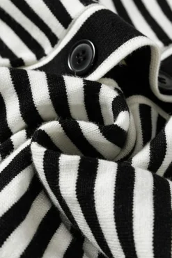New Dear-Lover Long Sleeve Button up Tunic Cardigan Black Stripe
