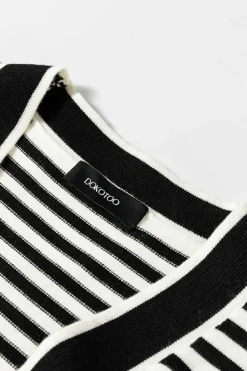 New Dear-Lover Long Sleeve Button up Tunic Cardigan Black Stripe