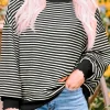 Best Dear-Lover Loose Drop Shoulder Long Sleeve Top Black Stripe