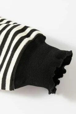 Best Dear-Lover Loose Drop Shoulder Long Sleeve Top Black Stripe