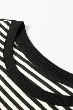 Best Dear-Lover Loose Drop Shoulder Long Sleeve Top Black Stripe