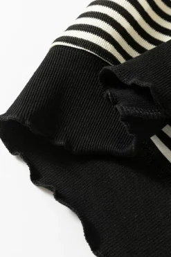 Best Dear-Lover Loose Drop Shoulder Long Sleeve Top Black Stripe
