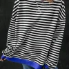 Online Dear-Lover Oversized Contrast Trim Pullover Sweatshirt Black Stripe