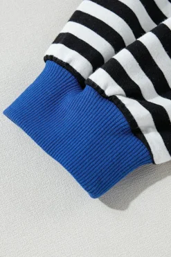 Online Dear-Lover Oversized Contrast Trim Pullover Sweatshirt Black Stripe