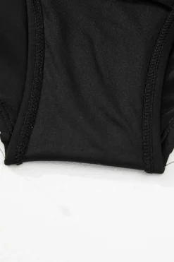 Discount Dear-Lover Plus Size Knot Cutout Ruffle Sleeve and High Waisted 2pcs Swimsuit Black Stripe