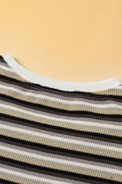 Discount Dear-Lover Rainbow Tee Tasseled String Wide Leg Pants Set Black Stripe
