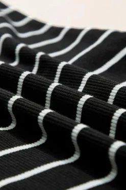 New Dear-Lover Ribbed Knit Tank Mini Dress Black Stripe