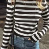 Sale Dear-Lover Slim Fit High Neck Knit Sweater Black Stripe