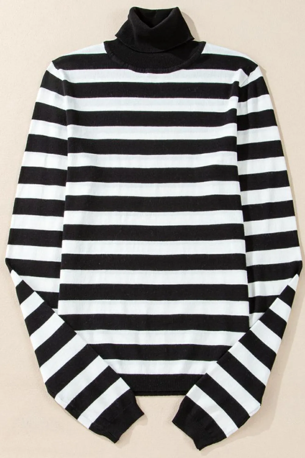 Sale Dear-Lover Slim Fit High Neck Knit Sweater Black Stripe