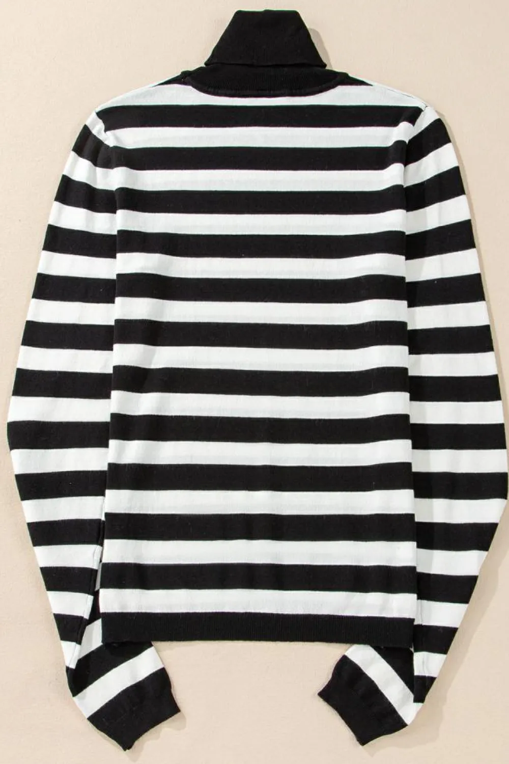 Sale Dear-Lover Slim Fit High Neck Knit Sweater Black Stripe