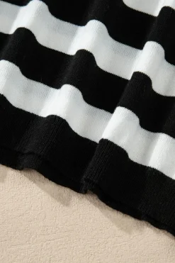Sale Dear-Lover Slim Fit High Neck Knit Sweater Black Stripe