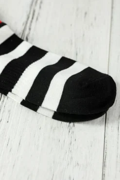 Outlet Dear-Lover Striped and Star Pattern Soft Tube Socks Black