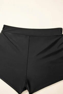 New Dear-Lover Striped Halter Top Drawstring Ruched High Waisted Bikini Black
