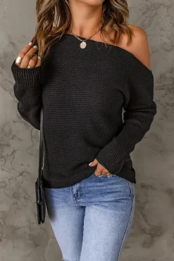 Discount Dear-Lover Striped Long Sleeve Knit Sweater Black