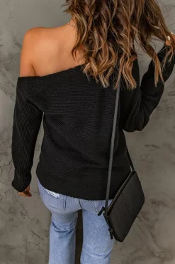 Discount Dear-Lover Striped Long Sleeve Knit Sweater Black