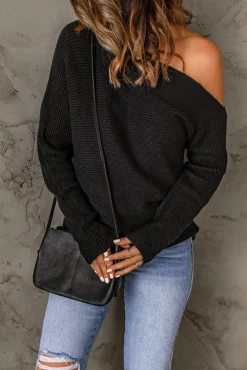 Discount Dear-Lover Striped Long Sleeve Knit Sweater Black