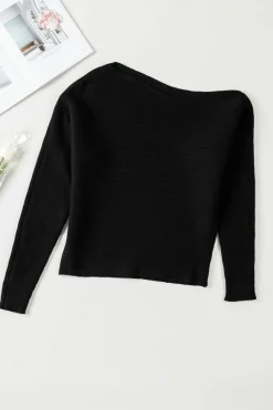 Discount Dear-Lover Striped Long Sleeve Knit Sweater Black
