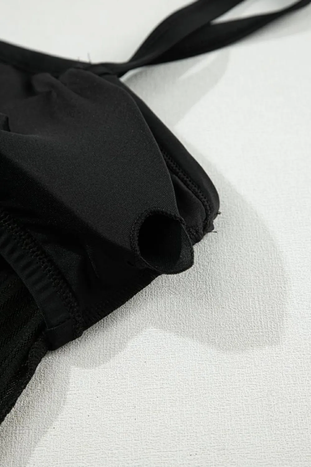 Sale Dear-Lover Striped Mesh Knotted Hem Tankini Swimsuit Black
