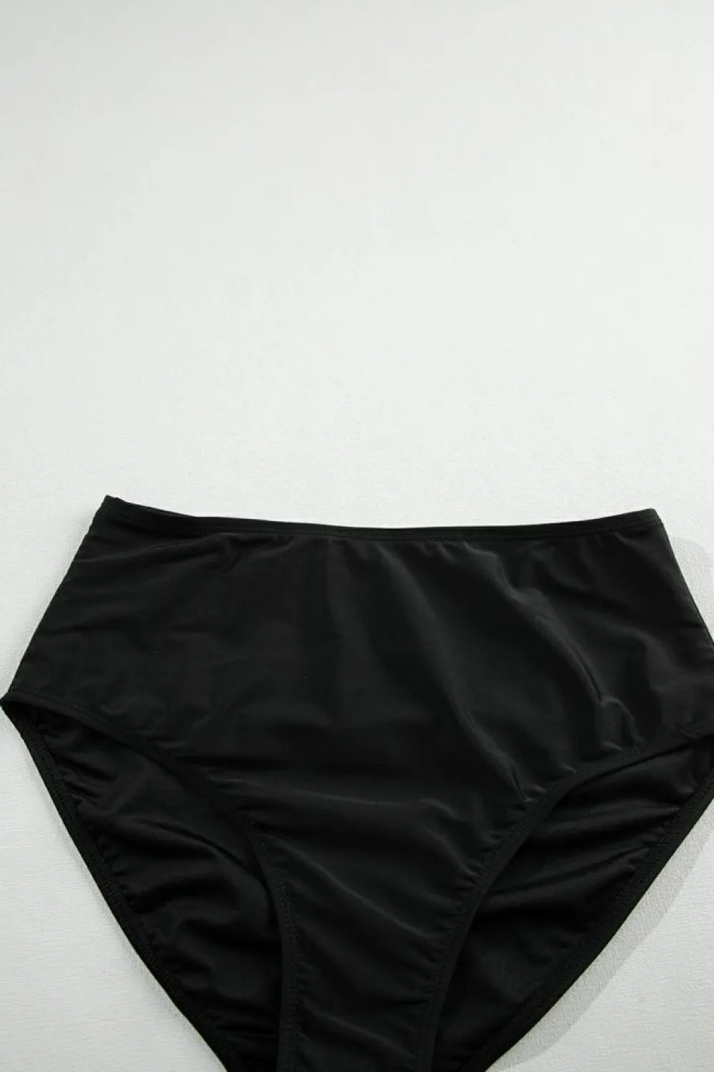 Sale Dear-Lover Striped Mesh Knotted Hem Tankini Swimsuit Black