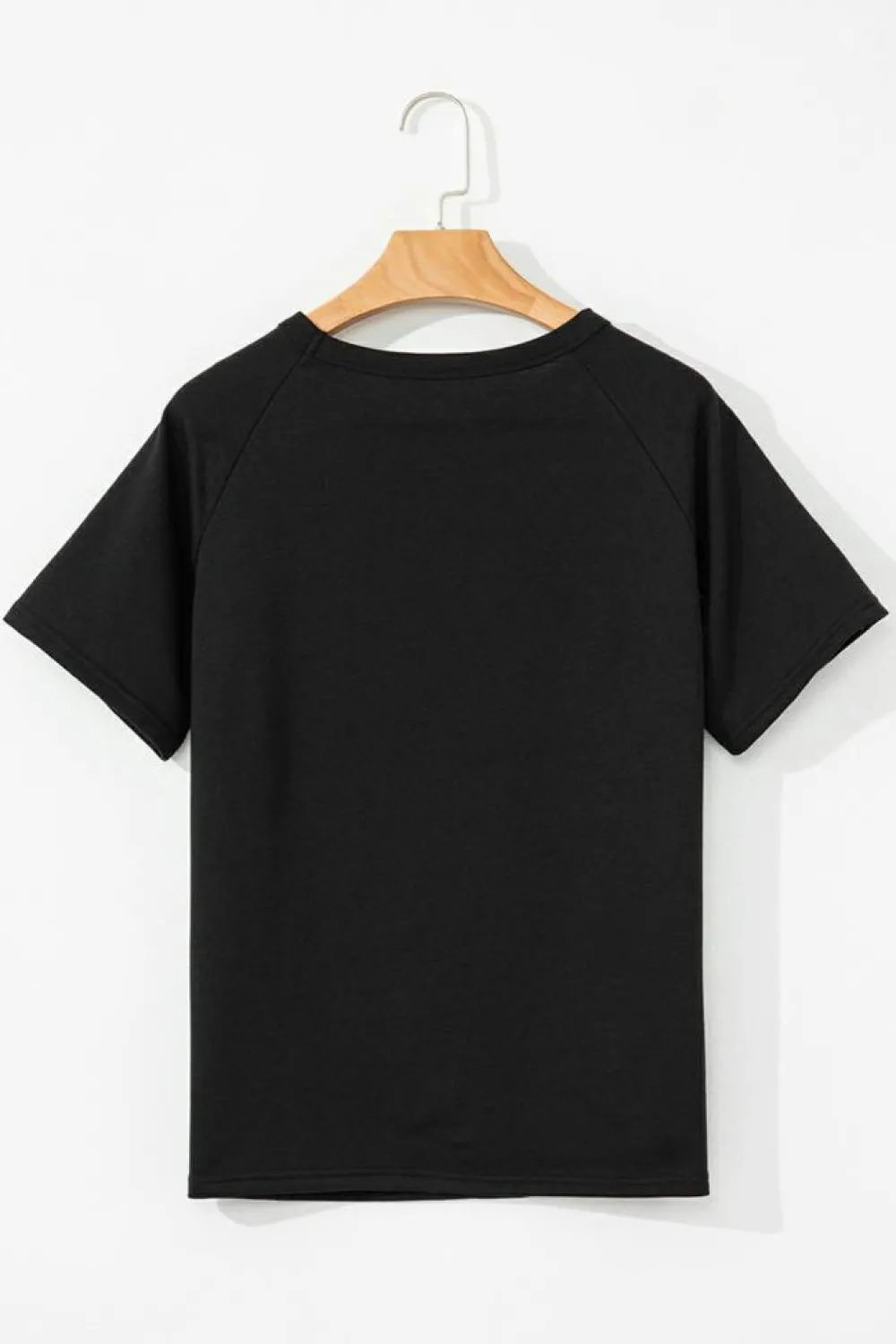 Clearance Dear-Lover Striped Patch Front Casual Tee Black