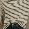 Discount Dear-Lover Striped Patchwork Loose Long Sleeve Tee Black