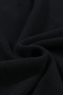 Fashion Dear-Lover Striped Sleeve Plain Knit Sweater Black