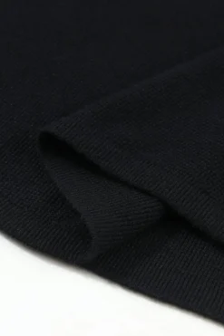 Fashion Dear-Lover Striped Sleeve Plain Knit Sweater Black