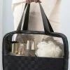 New Dear-Lover Stylish Checkered PVC Clear Cosmetic Bag Black