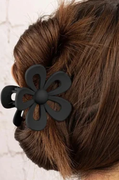 Clearance Dear-Lover Sweet Hollowed Flower Shape Claw Clip Black