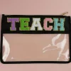 Online Dear-Lover TEACH Glitter Chenille Clear PVC Makeup Bag Black