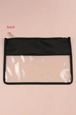 Online Dear-Lover TEACH Glitter Chenille Clear PVC Makeup Bag Black