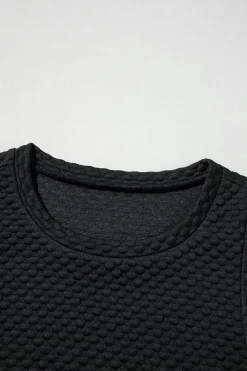 Outlet Dear-Lover Textured Cap Sleeve T-shirt Shift Mini Dress Black