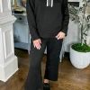 Outlet Dear-Lover Textured Jacquard Quarter Zip Top and Crop Pants Set Black