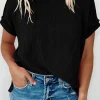 New Dear-Lover Textured Knit Exposed Stitching T-shirt Black