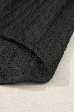New Dear-Lover Textured Knit Side Pockets Open Front Cardigan Black
