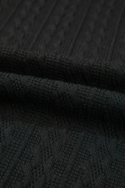 New Dear-Lover Textured Knit Side Pockets Open Front Cardigan Black