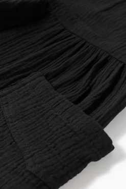 Outlet Dear-Lover Textured Knotted Straps High Waist Wide Leg Romper Black