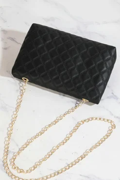 Best Dear-Lover Textured PU Leather Gold Chain Buckle Single Shoulder Bag Black