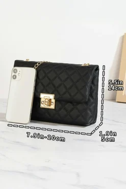 Best Dear-Lover Textured PU Leather Gold Chain Buckle Single Shoulder Bag Black