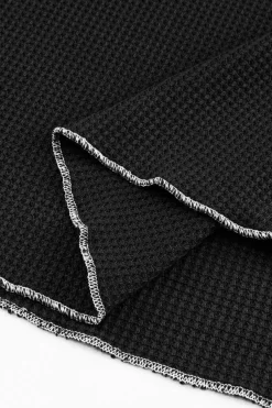 Online Dear-Lover Textured Round Neck Long Sleeve Top Black