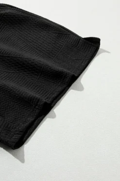 Outlet Dear-Lover Textured Ruffle Split Top and Drawstring Shorts Black