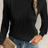 Hot Dear-Lover Textured Wavy Round Neck Long Sleeve Top Black