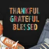 Fashion Dear-Lover Thankful Grateful Blessed Leopard Print Crewneck T Shirt Black