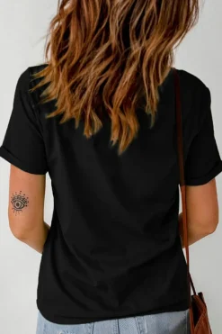 Fashion Dear-Lover Thankful Grateful Blessed Leopard Print Crewneck T Shirt Black