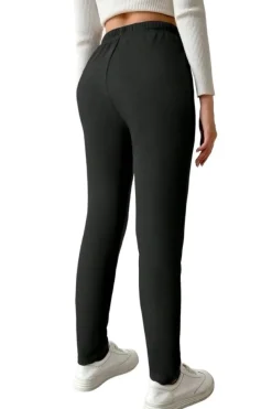 Hot Dear-Lover Thermal Lined Drawstring High Waist Leggings Black