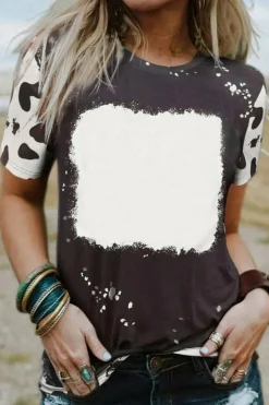 Discount Dear-Lover Tie Dye Bleached Crew Neck Short Sleeves T-shirt Black