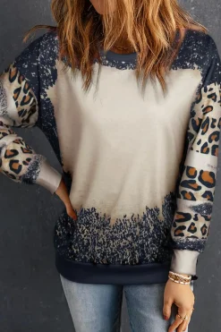 New Dear-Lover Tie Dye Leopard Drop Shoulder Sweatshirt Black