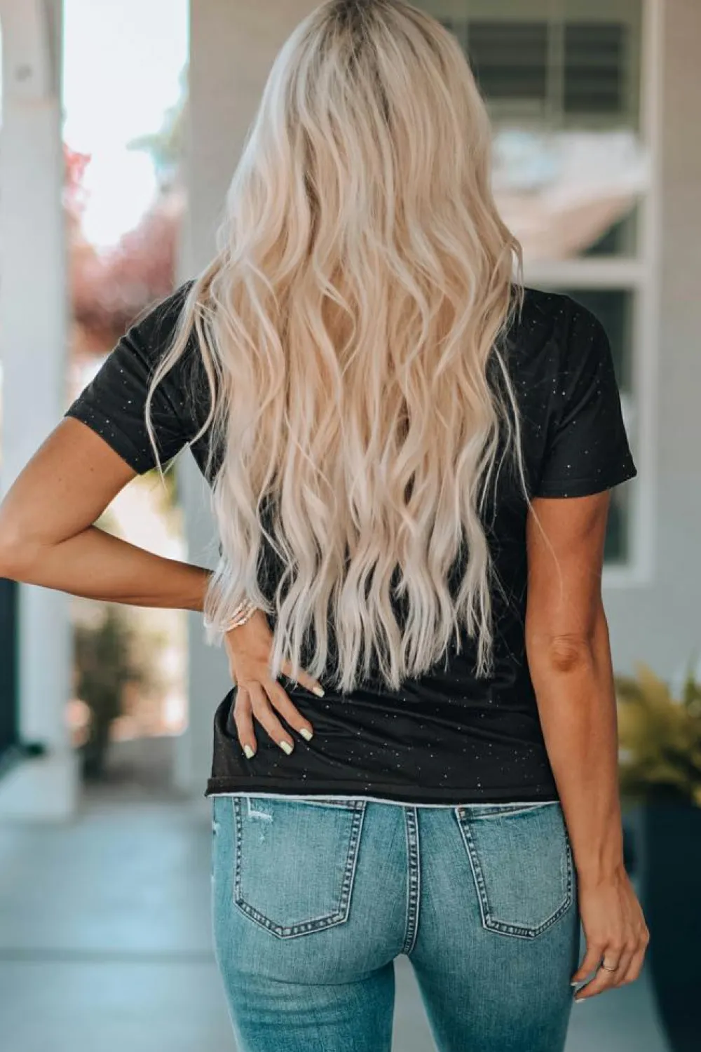 Online Dear-Lover Tie-dyed Round Neck Short Sleeve T-shirt Black