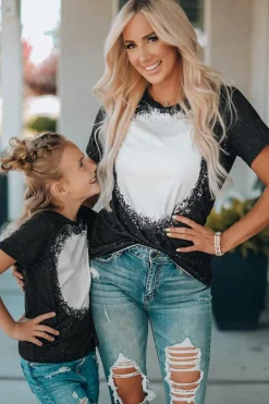 Online Dear-Lover Tie-dyed Round Neck Short Sleeve T-shirt Black
