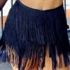 Clearance Dear-Lover Tiered Fringe Trimmed Mini Skirt Black